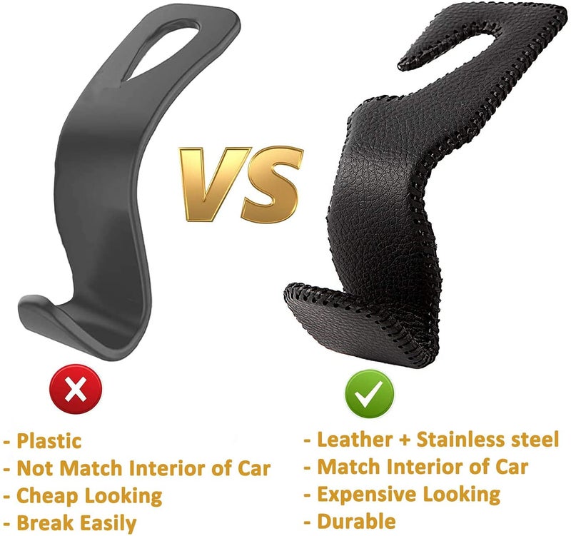 AMVOYOA Purse Hook for Car  Superior Leather Headrest Hanger Matching Cars Interior  Brown Back Seat Organizer Storage Holder - Image 5